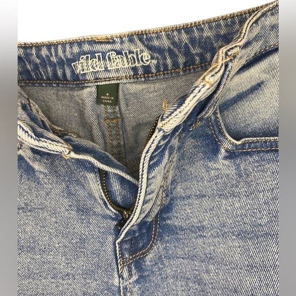 Women’s Side Zip High Rise Ankle Frayed Crop Blue Denim Jeans Wild Fable - Picture 4 of 6